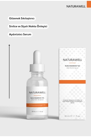 Naturawell Niacinamide 5% Zinc Pca1% Gözenek Siyah Nokta Sivilce Gidermeye Yardımcı Bakım Serumu 30 ML