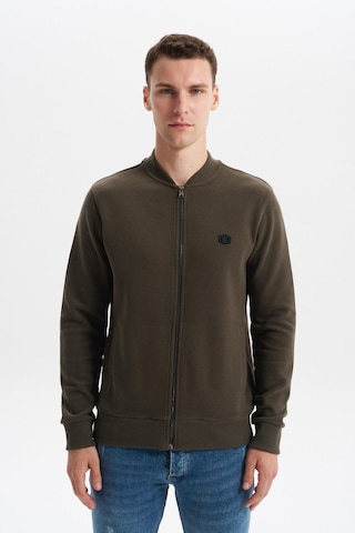 AR-MA Arma Erkek Slim Fit Selanik Kumaş Tam Fermuar Fleto Cepli Kapüşonsuz Kolej Yaka Sweatshirt K30324698302 Haki