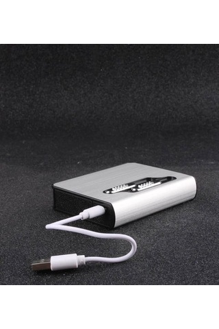 Şarj Edilebilir Usb Çakmak Sigara Taşıma Kutusu Metal Gövde Arc Ateşleme 20 Li