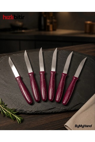 Bymyhand Bordo Meyve Bıçağı 6'lı Set