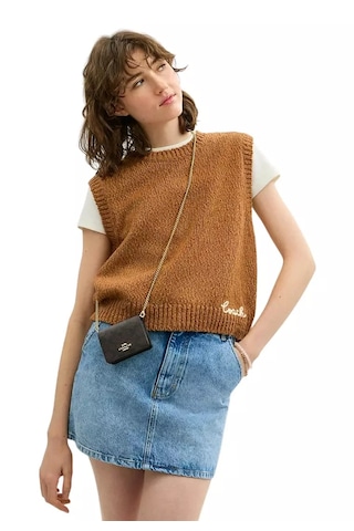 Coach Mini Wallet On A Chain Zincir Askılı Kadın Çanta Acı Kahverengi