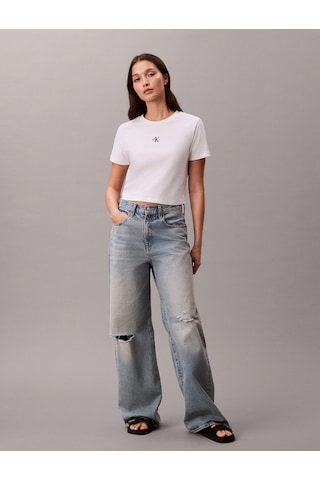 Calvin Klein Kısa Kollu Logolu Kısa Kadın Beyaz T-shirt Lv047ab213-yaf BEYAZ