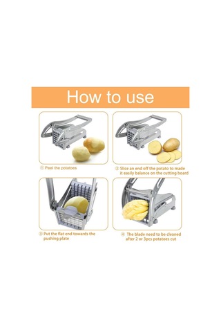 Aubyhe Stanyum Çelik İki Farklı Bıçaklı Patates Dilimleyici, Sebze-kuru Meyve Kesici, Evde Restoran Kalitesi Patates Kızartması Gümüş