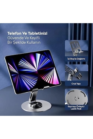 Apple iPhone Uyumlu Xiaomi Reeder Oppo Ayarlanabilir Masaüstü Telefon Tutacağı Siyah
