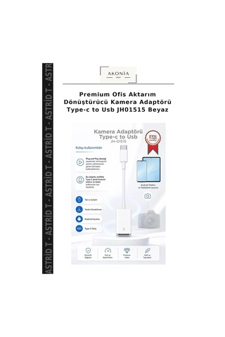 Premium Ofis Aktarım Dönüştürücü Kamera Adaptörü Type-c To Usb Jh01515 Beyaz