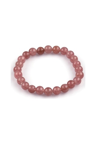 Çilek Kuvars Doğal Taş Bileklik 8mm Küre Kesim Çok Renkli