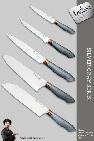 Silver Gray Serisi Mutfak Bıçak Et Sebze 3 Lü Şef Bıçağı Mft-568