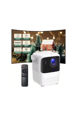 Akıllı Projeksiyon Cihazı 4k Destekli, Android Tv, Wifi & Bluetooth Bağlantılı 1080p Ev Sineması D