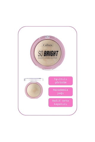 Callista So Bright Baked Highlighter Işıltılı Fırınlanmış Toz Aydınlatıcı - 01 Snowy Light