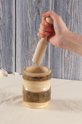 Ahşap Havan Sarımsak Baharat Döveceği Seti