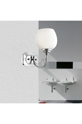Lamore Home Belçim Opal Camlı Tekli Krom Aplik Krom
