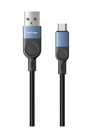Lenyes Lc514 Usb-a To Type-c Hızlı Şarj Özellikli Örgülü Data Ve Şarj Kablosu 15w 1m Siyah