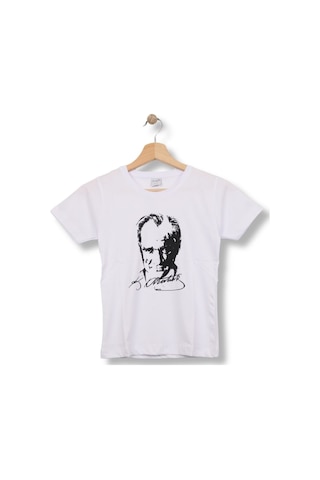 Eray Alp Kids Unisex Çocuk Baskılı Atatürk Tişört Yazlık Günlük Model Siyah