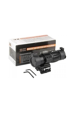 Magnifier 3x Yakınlaştırmalı Dürbün 22mm Ray Uyumlu, Katlanır Yaylı Ayaklı