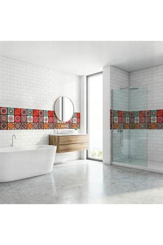 30x60 Cm Kendinden Yapışkanlı Duvar,banyo,tezgah Arası Kaplama Çok Renkli 9-1-30x60-6