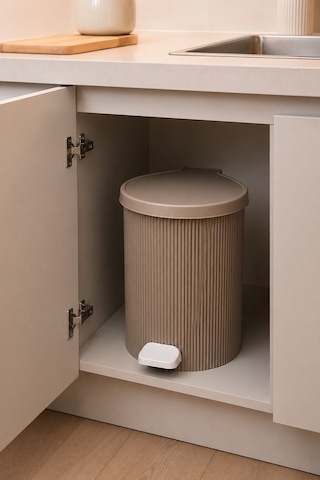 Porsima 0706-2 Still Mokka 10 Litre Pedallı İç Kovalı Yuvarlak Banyo & Mutfak Çöp Kovası Yok