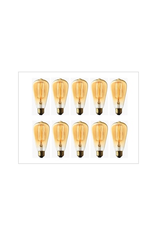 Akkor Aydınlatma ST64 40W Armut Tipi Rustik Edison Ampul 10 Adet