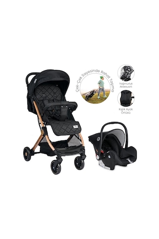 Lorelli Fiorano Kabin Boy & Travel Set Bebek Arabası - Black