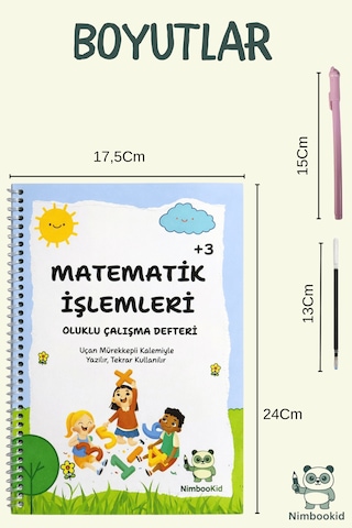 Sihirli Kalemli Oluklu Kabartmalı Etkinlikli Dört İşlem Defteri Güzel Yazı Matematik İşlemleri