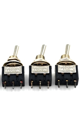 3 Adet Mini Toggle Switch 1-0 Metal Anahtar 3 Pin 12v-220v