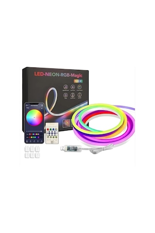 5v 10 Metre Usb Kitli Ip65 Ic-rgb Pixel Neon Şerit Led Bluetoothlu Ve Uzaktan Kumandalı