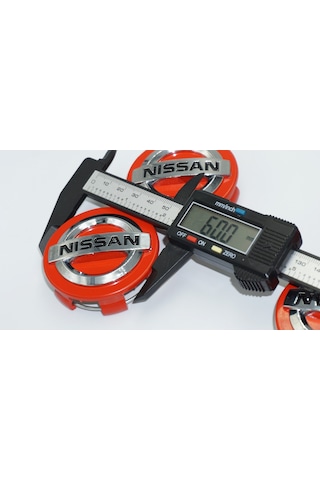 Dk Tuning Nissan Kırmızı Gümüş Jant Göbeği Kapak Seti 60mm