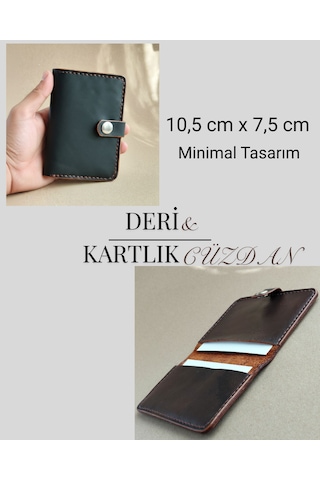 Luna Luster Hakiki Deri Erkek Siyah Minimalist Avuçiçi Tasarım Kartlık & Cüzdan Drc12 Siyah-kahve