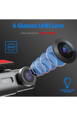Yeni Çift Lens 4k Sürüş Kaydedici Mini Kamera Gps Wifi 1080p Arka Görüş Kamerası İle 24 Saat Park Etme Gece Görüş Kara Kutu Araç İçi Kayıt 64 Gb