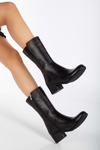 Analin Shoes Kadın Hakiki Deri Klasik Fermuarlı Çizme Siyah