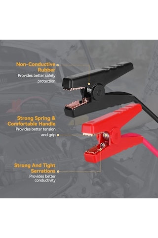 Xuweiwei 12-24v Jump Cable Clip 2m/6.5ft 20v Jumper Kabloları İçin Uyumlu 8awg Araç Akü Başlatma Kablosu