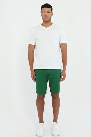Dufy Erkek Slim Fit V Yaka Beyaz T-shirt-25712