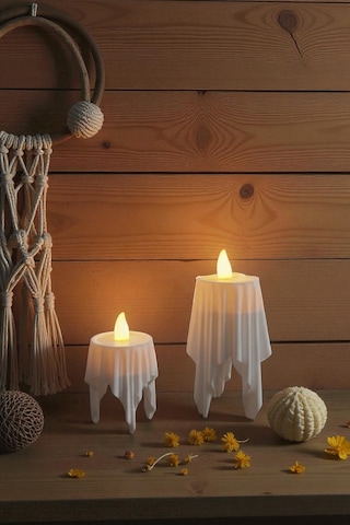 3d Dekoratif Bohem Uçan Beyaz Mumlar Tealight Mum Hediyeli Yükseklik:8cm En:4,5 Cm