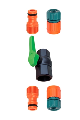 Bahçe Hortumu Jaklı Vana Bağlantı Seti 1/2" Yarım Parmak
