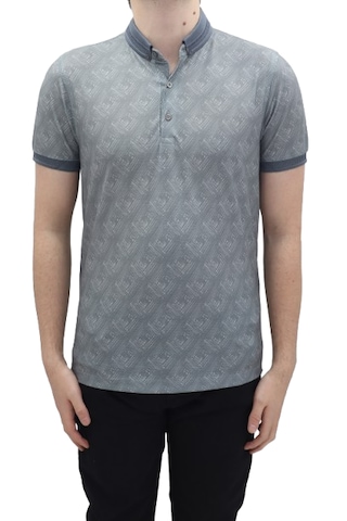 Santa Dmctekstil Erkek Kavis-115 Desenli Spor Kesim Dar Kalıp Cepsiz Polo Yaka T-shirt Füme