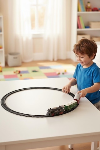 Pilli, Işıklı 14 Parça Oyuncak Tren Seti - Track Car Model