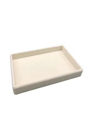 Yerli Üretim Küçük Boy Süet Kumaş Krem 22/14 Cm Servis Tablası