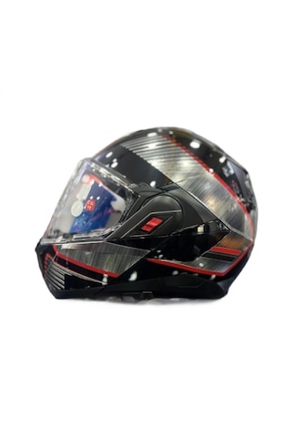 Shark Oxo Sıkter Çene Açılır Gümüş - Siyah - Kırmızı Kask