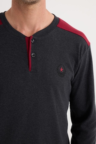 Tudors Erkek Regular Fit Pamuklu Düğmeli Yaka Beli Lastikli Desenli Antrasit Pijama Takımı-37942 Antrasit