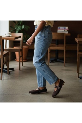 Ne&ve Shoes Kahve Süet Hakiki Deri Kadın Çift Kapsüllü Babet Kahverengi