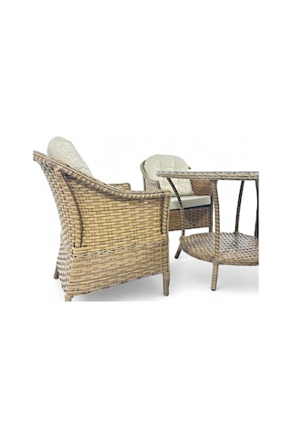 Wellagarden Aras Rattan Bahçe Yemek Masası Takımı, Kahve 4 Kişilik, 110 Cm Kahverengi