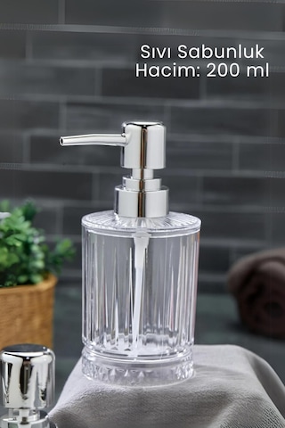 Grimorlife 2 Adet Akrilik Kristal Sıvı Sabunluk Mutfak Banyo Sabunluk Seti- 200 Ml Cam Değildir Şeffaf
