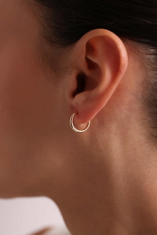 14 Ayar Altın Gizli Kilitli Halka Küpe 1 Cm