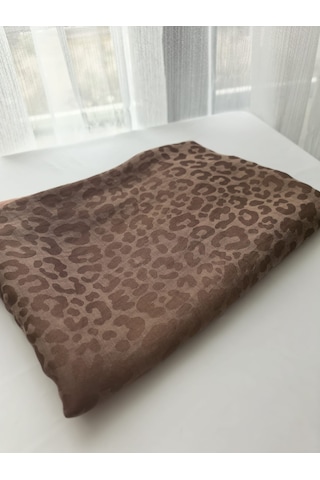 Laurel Scarf Leopar Desen Pamuk Ayrobin Jakar Şal Açık kahverengi