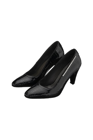 40-41-42-43-44 Numara Ays7986 Siyah Kroko Topuklu Özel Seri Kadın Stiletto Siyah