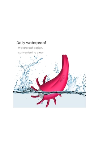 Carmine Titreşimli Dil Simülatörlü Silikon Şarj Edilebilen Su Geçirmez Penis Halkası Siyah