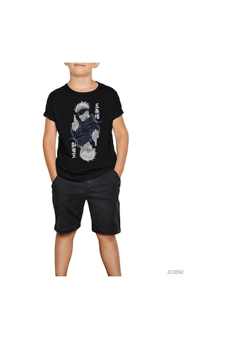 Gojo Satoru Jujutsu Siyah Çocuk Tişört Siyah