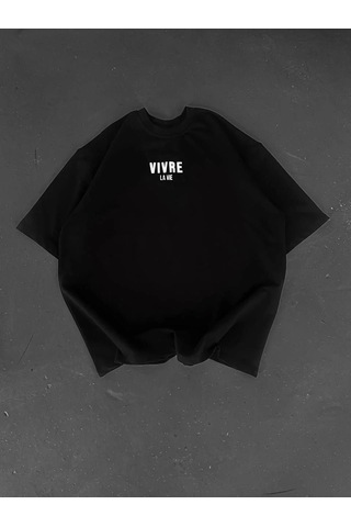 Assema Erkek Baskılı Oversize Bisiklet Yaka Kısa Kol T-shirt - Siyah Çok Renkli