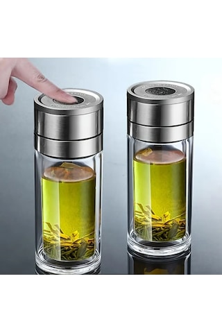 Çift Katlı Cam, Bitki Çayı, Ihlamur, Filtre Kahve Demliği French Şeffaf