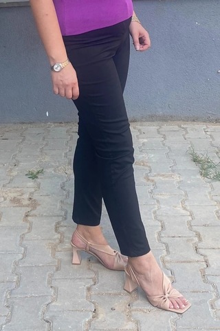 Mia Butik Kadın Siyah Boru Paça Pantolon Siyah