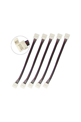Rgb Şerit Led Birleştirme Aparatı Kablolu 4 Lü Çift Yönlü 5 Adet